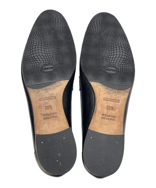 HERMES（エルメス）HERMES (エルメス) ローファー ブラック サイズ:38.1/2の古着・服飾アイテム