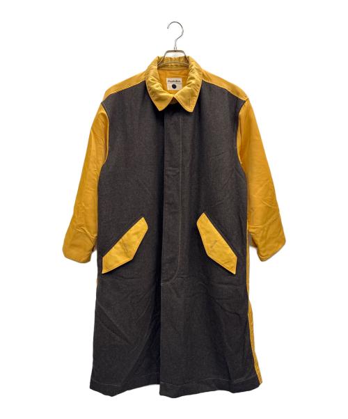 plantation（プランテーション）plantation (プランテーション) 2トーンオーバーコート ブラウン×イエロー サイズ:Mの古着・服飾アイテム