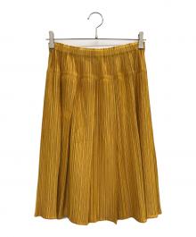 PLEATS PLEASE（プリーツプリーズ）の古着「プリーツスカート」｜イエロー