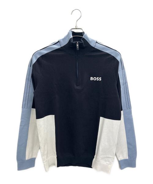 BOSS（ボス）BOSS (ボス) 薄手ニット ブラック×ブルー サイズ:Lの古着・服飾アイテム