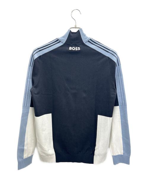 BOSS（ボス）BOSS (ボス) 薄手ニット ブラック×ブルー サイズ:Lの古着・服飾アイテム