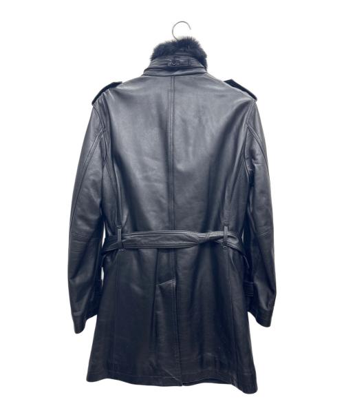 BURBERRY BLACK LABEL（バーバリーブラックレーベル）BURBERRY BLACK LABEL (バーバリーブラックレーベル) ラムレザーコート ブラック サイズ:Lの古着・服飾アイテム