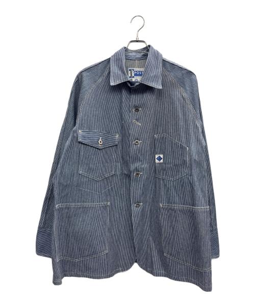 POST O'ALLS（ポストオーバーオールズ）POST O'ALLS (ポストオーバーオールズ) カバーオール ブルー×ホワイト サイズ:Mの古着・服飾アイテム