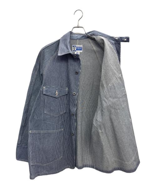 POST O'ALLS（ポストオーバーオールズ）POST O'ALLS (ポストオーバーオールズ) カバーオール ブルー×ホワイト サイズ:Mの古着・服飾アイテム
