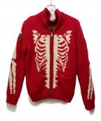 VANSONバンソン）の古着「カウチンニットジャケット」｜レッド×ベージュ