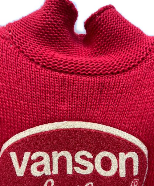 VANSON（バンソン）VANSON (バンソン) カウチンニットジャケット レッド×ベージュ サイズ:Lの古着・服飾アイテム