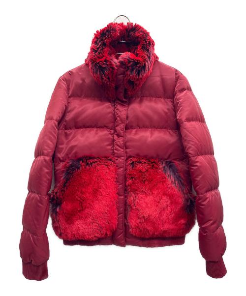 PRADA（プラダ）PRADA (プラダ) ファー付ダウンジャケット レッド サイズ:38の古着・服飾アイテム