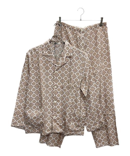 PRADA（プラダ）PRADA (プラダ) 総柄パジャマセットアップ シルク ベージュ サイズ:Mの古着・服飾アイテム