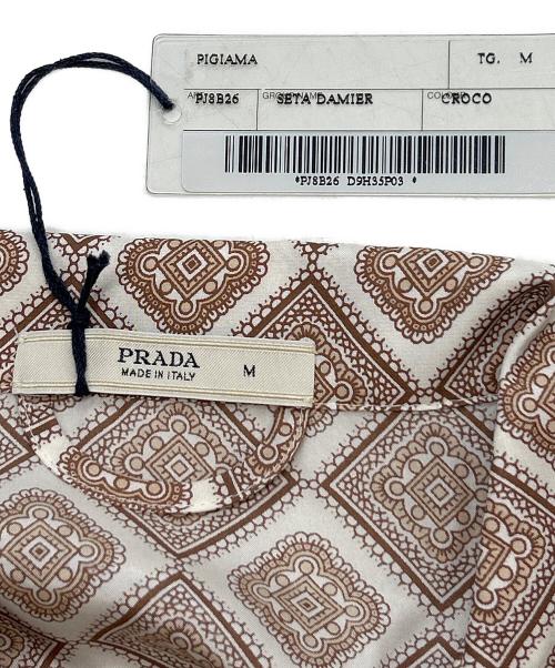 PRADA（プラダ）PRADA (プラダ) 総柄パジャマセットアップ シルク ベージュ サイズ:Mの古着・服飾アイテム
