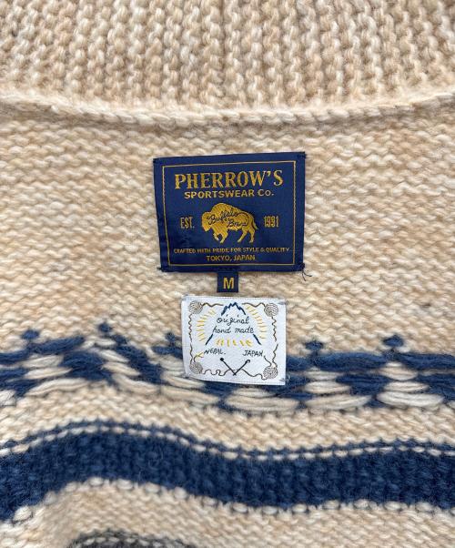 Pherrow's（フェローズ）Pherrow's (フェローズ) カウチンセーター ベージュ×ブルー サイズ:Mの古着・服飾アイテム