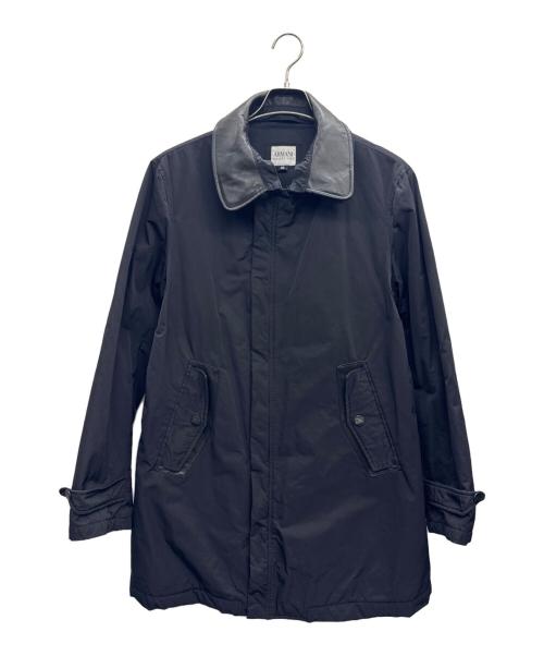 ARMANI COLLEZIONI（アルマーニ コレツィオーニ）ARMANI COLLEZIONI (アルマーニ コレツィオーニ) レザー切替コート ブラック サイズ:46の古着・服飾アイテム