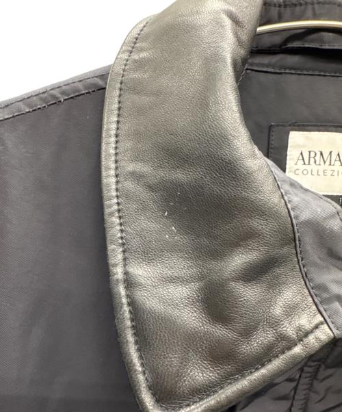 ARMANI COLLEZIONI（アルマーニ コレツィオーニ）ARMANI COLLEZIONI (アルマーニ コレツィオーニ) レザー切替コート ブラック サイズ:46の古着・服飾アイテム