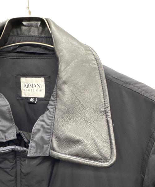 ARMANI COLLEZIONI（アルマーニ コレツィオーニ）ARMANI COLLEZIONI (アルマーニ コレツィオーニ) レザー切替コート ブラック サイズ:46の古着・服飾アイテム