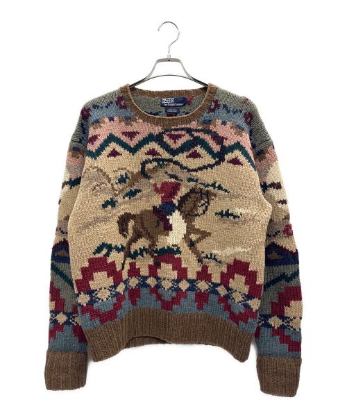 POLO RALPH LAUREN（ポロ・ラルフローレン）POLO RALPH LAUREN (ポロ・ラルフローレン) ハンドニット ブラウン サイズ:Mの古着・服飾アイテム