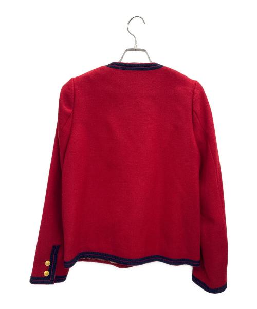 Lisiere（リジェール）Lisiere (リジェール) ノーカラージャケット レッド サイズ:36の古着・服飾アイテム