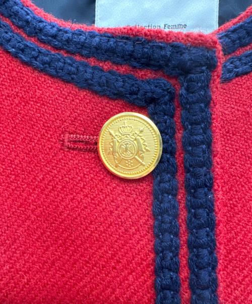 Lisiere（リジェール）Lisiere (リジェール) ノーカラージャケット レッド サイズ:36の古着・服飾アイテム