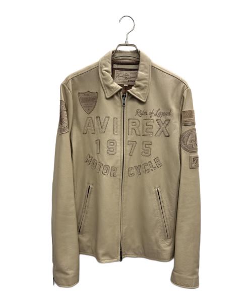 AVIREX（アヴィレックス）AVIREX (アヴィレックス) 40周年モデルライダースジャケット ベージュ サイズ:Lの古着・服飾アイテム