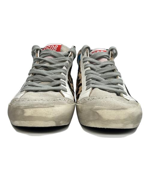 GOLDEN GOOSE（ゴールデングース）GOLDEN GOOSE (ゴールデングース) MIDSTAR レオパード ハラコ GGDB  ダメージ加工 ブラウン×ホワイト サイズ:36の古着・服飾アイテム