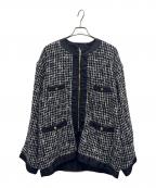 m's braqueエムズブラック）の古着「ツイードジャケット」｜ブラック×ホワイト