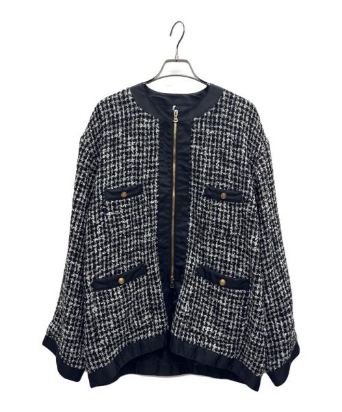 m's braque（エムズブラック）m's braque (エムズブラック) ツイードジャケット ブラック×ホワイト サイズ:MLの古着・服飾アイテム