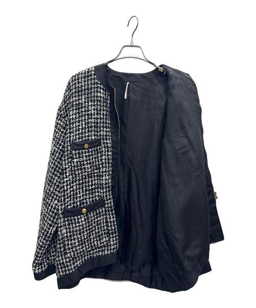 m's braque（エムズブラック）m's braque (エムズブラック) ツイードジャケット ブラック×ホワイト サイズ:MLの古着・服飾アイテム