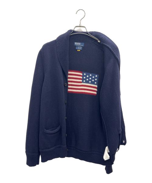 POLO RALPH LAUREN（ポロ・ラルフローレン）POLO RALPH LAUREN (ポロ・ラルフローレン) アイコニックフラッグカーディガン ネイビー サイズ:Lの古着・服飾アイテム