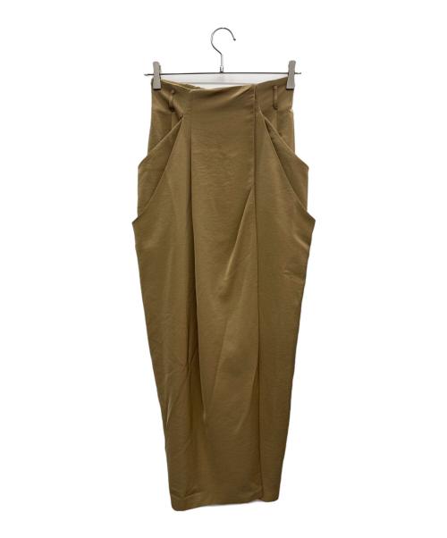 anuans（アニュアンス）anuans (アニュアンス) ヴィンテージサテンドレープスカート ブラウン サイズ:Mの古着・服飾アイテム