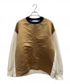 CULLNIクルニ）の古着「Satin Mix Pocket Pullover」｜ホワイト×ブラウン