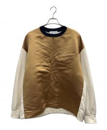 CULLNI（クルニ）の古着「Satin Mix Pocket Pullover」｜ホワイト×ブラウン
