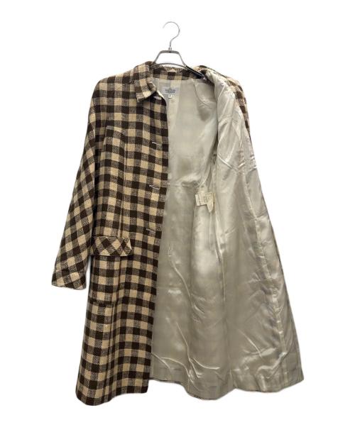 VALENTINO GARAVANI（ヴァレンティノ・ガラヴァーニ）VALENTINO GARAVANI (ヴァレンティノ・ガラヴァーニ) チェックコート ベージュ×ブラウン サイズ:42の古着・服飾アイテム