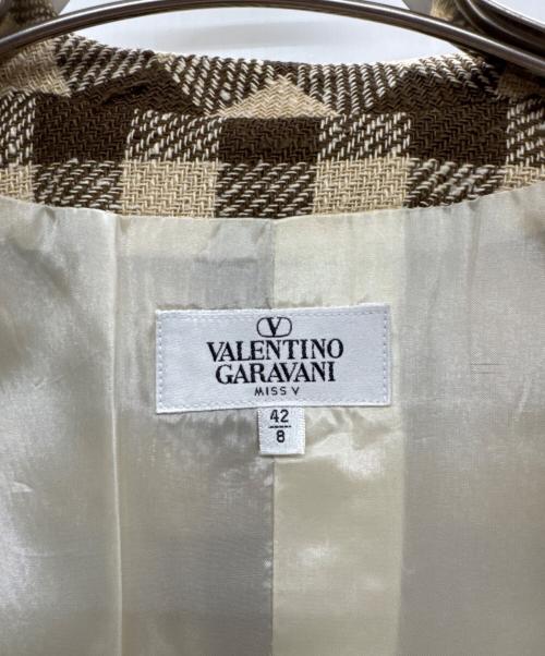 VALENTINO GARAVANI（ヴァレンティノ・ガラヴァーニ）VALENTINO GARAVANI (ヴァレンティノ・ガラヴァーニ) チェックコート ベージュ×ブラウン サイズ:42の古着・服飾アイテム