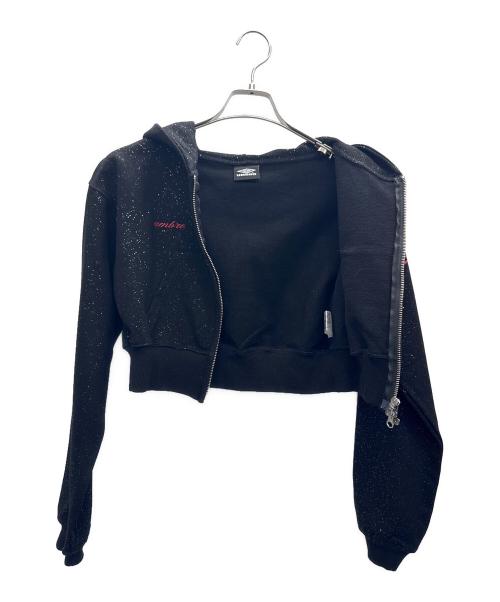 UMBRO（アンブロ）UMBRO (アンブロ) 9090 girl (ナインティナインティ ガール) Cross Logo Glitter Zip Hoodie ブラック サイズ:Sの古着・服飾アイテム