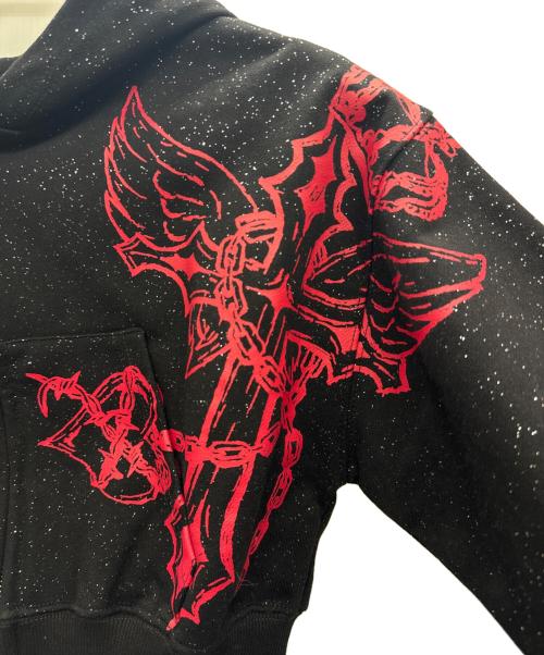 UMBRO（アンブロ）UMBRO (アンブロ) 9090 girl (ナインティナインティ ガール) Cross Logo Glitter Zip Hoodie ブラック サイズ:Sの古着・服飾アイテム