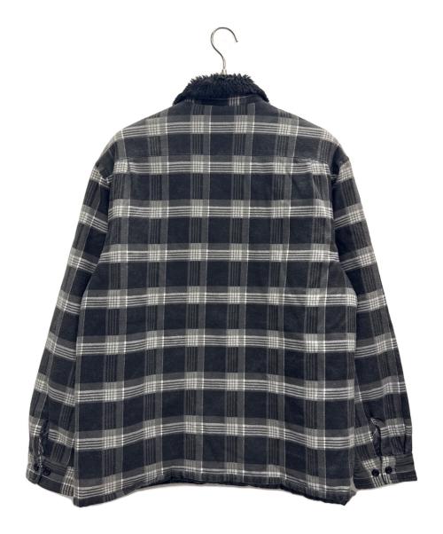 SUPREME（シュプリーム）SUPREME (シュプリーム) Faux Fur Collar Flannel Shirt グレー×ブラック サイズ:Lの古着・服飾アイテム