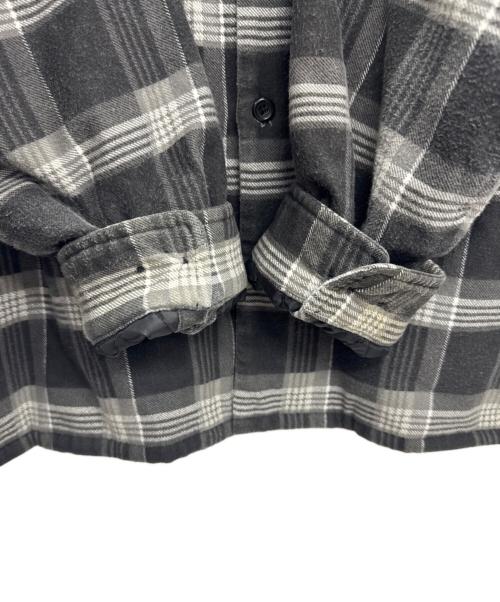 SUPREME（シュプリーム）SUPREME (シュプリーム) Faux Fur Collar Flannel Shirt グレー×ブラック サイズ:Lの古着・服飾アイテム