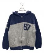 RALPH LAURENラルフローレン）の古着「カウチンニットジャケット」｜ネイビー×グレー