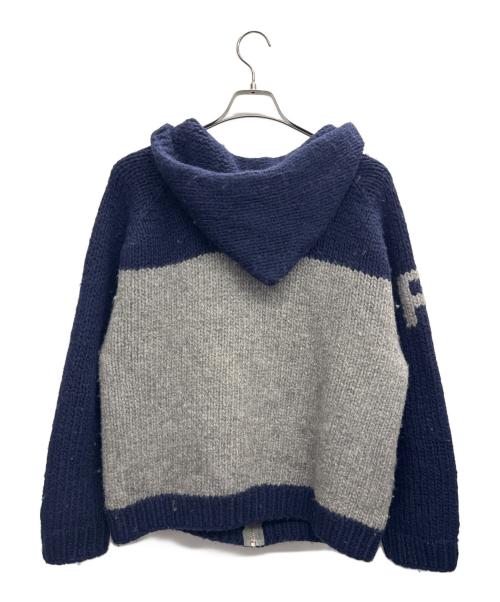 RALPH LAUREN（ラルフローレン）RALPH LAUREN (ラルフローレン) カウチンニットジャケット ネイビー×グレー サイズ:XLの古着・服飾アイテム