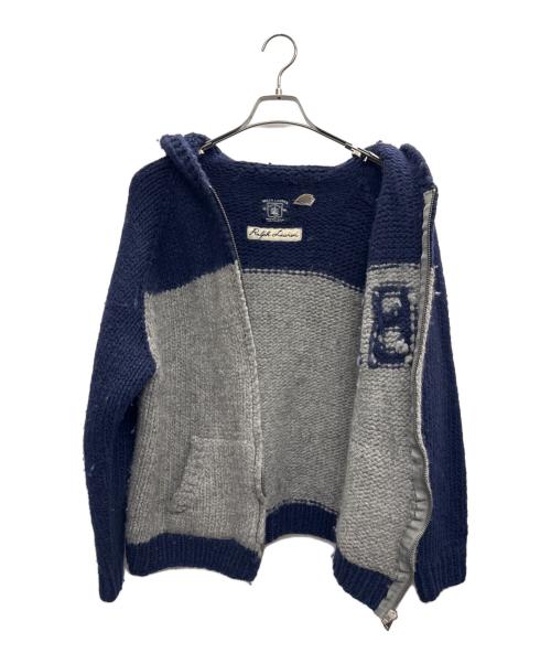 RALPH LAUREN（ラルフローレン）RALPH LAUREN (ラルフローレン) カウチンニットジャケット ネイビー×グレー サイズ:XLの古着・服飾アイテム