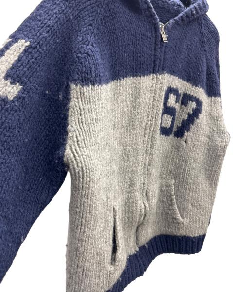 RALPH LAUREN（ラルフローレン）RALPH LAUREN (ラルフローレン) カウチンニットジャケット ネイビー×グレー サイズ:XLの古着・服飾アイテム