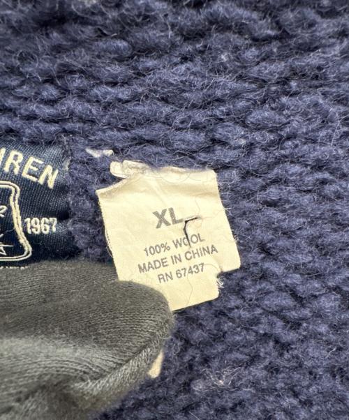 RALPH LAUREN（ラルフローレン）RALPH LAUREN (ラルフローレン) カウチンニットジャケット ネイビー×グレー サイズ:XLの古着・服飾アイテム