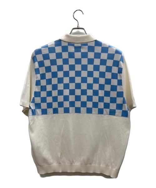 SUPREME（シュプリーム）SUPREME (シュプリーム) Checkerboard Zip Polo ブルー×ホワイト サイズ:Lの古着・服飾アイテム