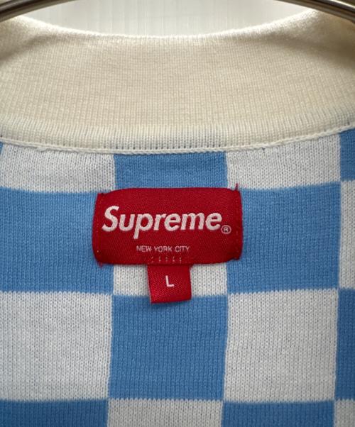 SUPREME（シュプリーム）SUPREME (シュプリーム) Checkerboard Zip Polo ブルー×ホワイト サイズ:Lの古着・服飾アイテム