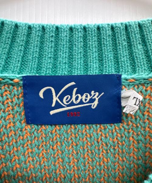 KEBOZ（ケボズ）KEBOZ (ケボズ) ALL GOOD STORE (オールグッドストア) 厚手ニット グリーン×オレンジ サイズ:XLの古着・服飾アイテム