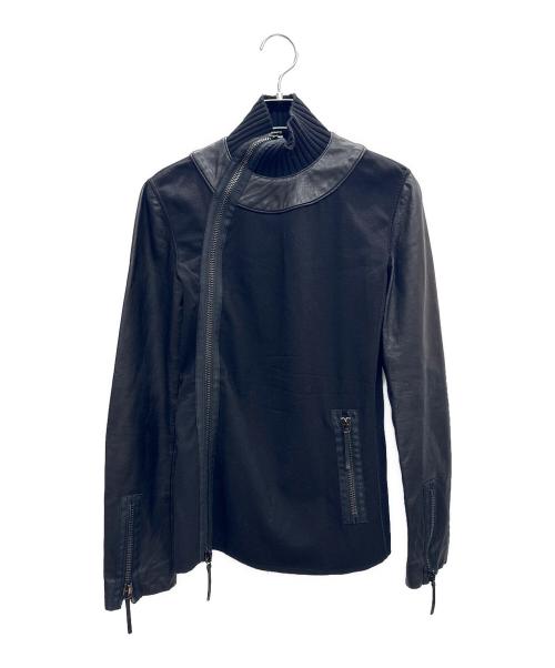 Jean Paul Gaultier FEMME（ジャンポールゴルチエ フェム）Jean Paul Gaultier FEMME (ジャンポールゴルチエ フェム) レザー切替ジャケット ブラック サイズ:40の古着・服飾アイテム