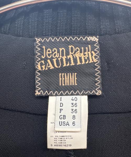 Jean Paul Gaultier FEMME（ジャンポールゴルチエ フェム）Jean Paul Gaultier FEMME (ジャンポールゴルチエ フェム) レザー切替ジャケット ブラック サイズ:40の古着・服飾アイテム