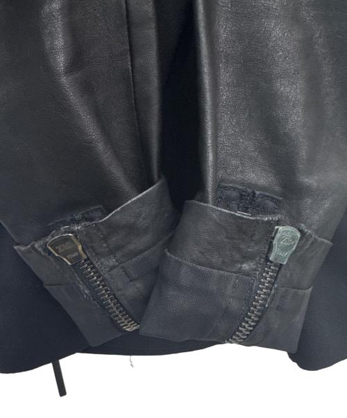 Jean Paul Gaultier FEMME（ジャンポールゴルチエ フェム）Jean Paul Gaultier FEMME (ジャンポールゴルチエ フェム) レザー切替ジャケット ブラック サイズ:40の古着・服飾アイテム