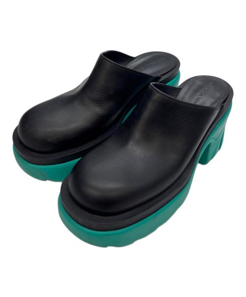 BOTTEGA VENETA（ボッテガベネタ）BOTTEGA VENETA (ボッテガベネタ) フラッシュ レザー クロッグ ブラック×グリーン サイズ:37の古着・服飾アイテム