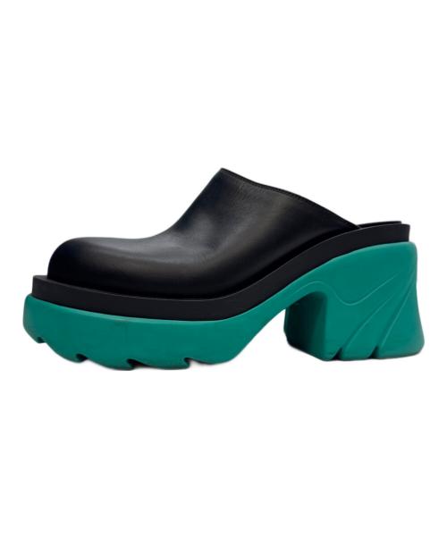 BOTTEGA VENETA（ボッテガベネタ）BOTTEGA VENETA (ボッテガベネタ) フラッシュ レザー クロッグ ブラック×グリーン サイズ:37の古着・服飾アイテム