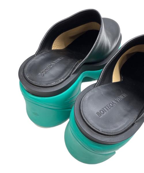 BOTTEGA VENETA（ボッテガベネタ）BOTTEGA VENETA (ボッテガベネタ) フラッシュ レザー クロッグ ブラック×グリーン サイズ:37の古着・服飾アイテム