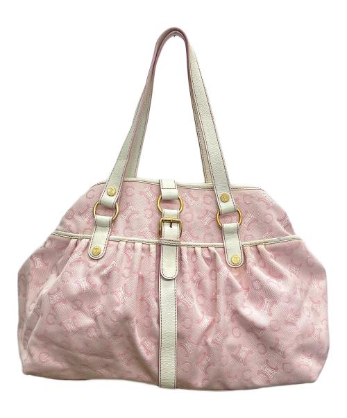 CELINE（セリーヌ）CELINE (セリーヌ) トートバッグ リリー Cマカダム Shopping ホワイト×ピンクの古着・服飾アイテム
